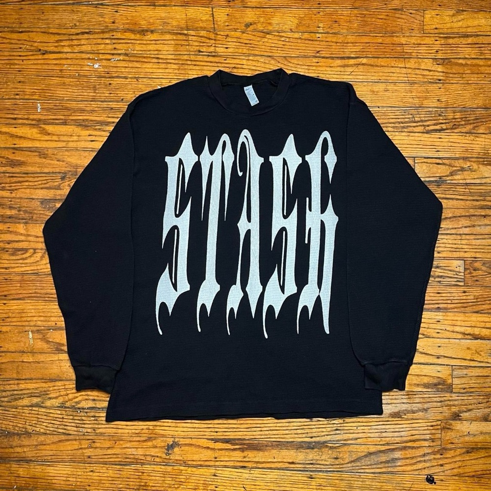 STASH Thermal Streetwear Brand Size Medium Black Heavyweight Longsleeve